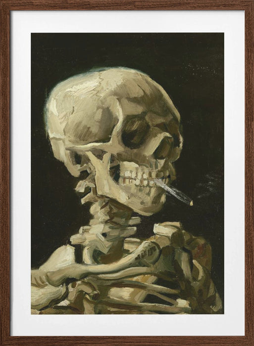 Head of a skeleton with a burning cigarette Framed Art Modern Wall Decor