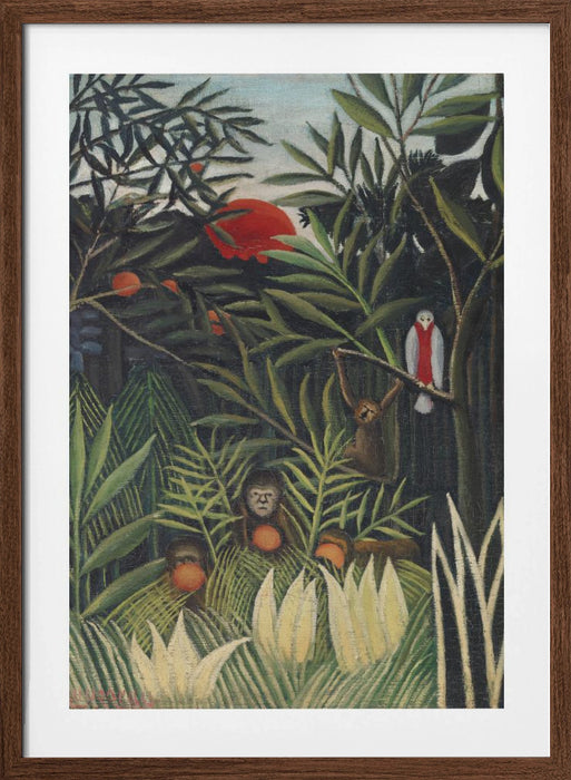 Monkeys And Parrot In The Virgin Forest Framed Art Modern Wall Decor