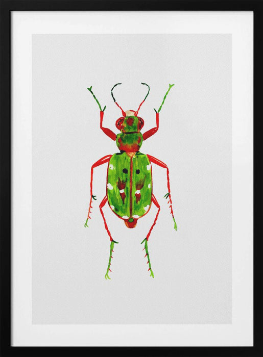 Green tiger beetle or Cicindela campestris Framed Art Modern Wall Decor