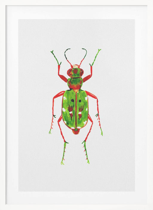 Green tiger beetle or Cicindela campestris Framed Art Modern Wall Decor