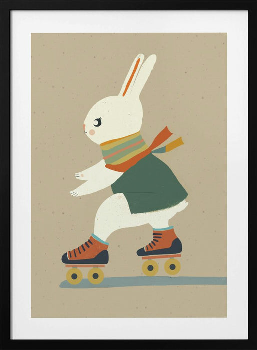 Inline Skating Bunny Framed Art Modern Wall Decor