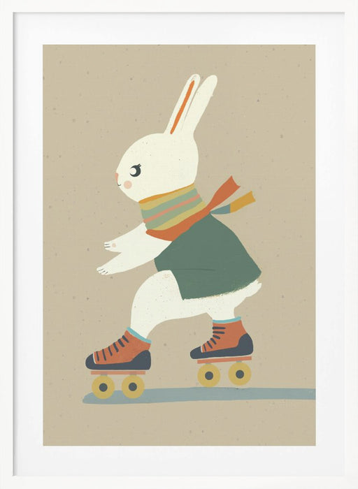 Inline Skating Bunny Framed Art Modern Wall Decor