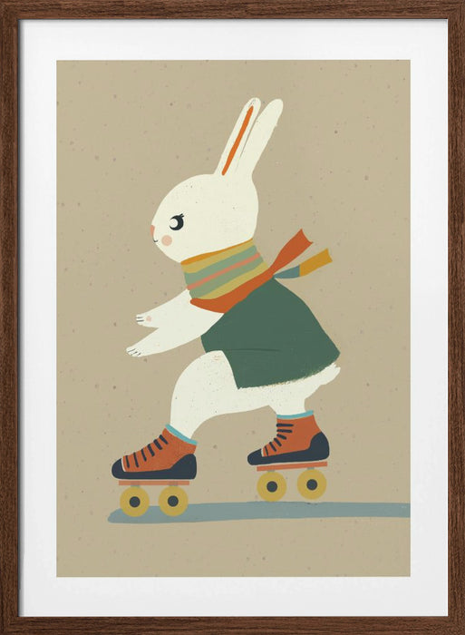 Inline Skating Bunny Framed Art Modern Wall Decor