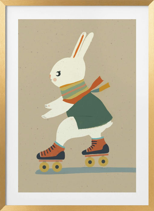 Inline Skating Bunny Framed Art Modern Wall Decor