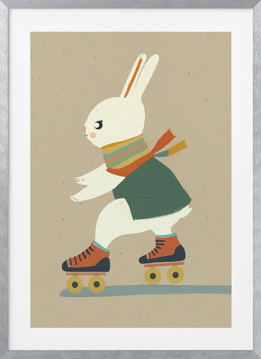 Inline Skating Bunny Framed Art Modern Wall Decor