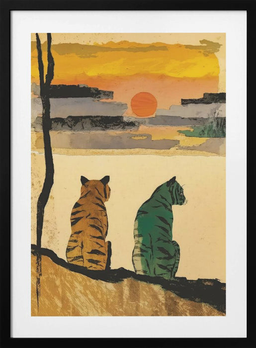 Resting Tigers Framed Art Modern Wall Decor