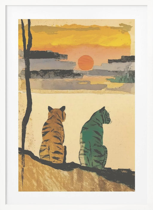 Resting Tigers Framed Art Modern Wall Decor