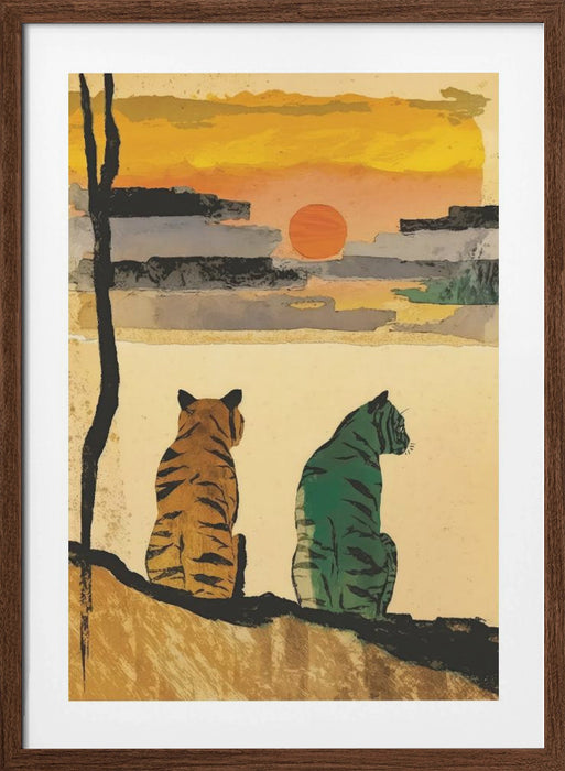 Resting Tigers Framed Art Modern Wall Decor