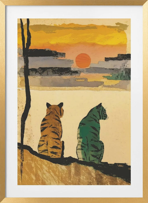 Resting Tigers Framed Art Modern Wall Decor