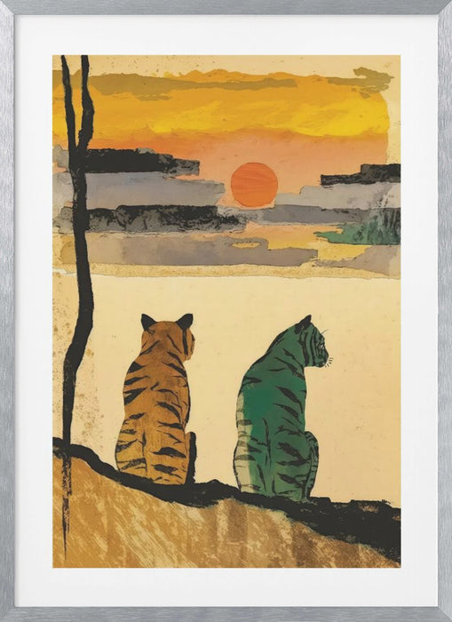 Resting Tigers Framed Art Modern Wall Decor