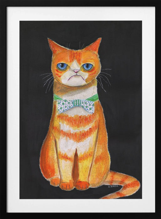 Sad Cat Framed Art Modern Wall Decor