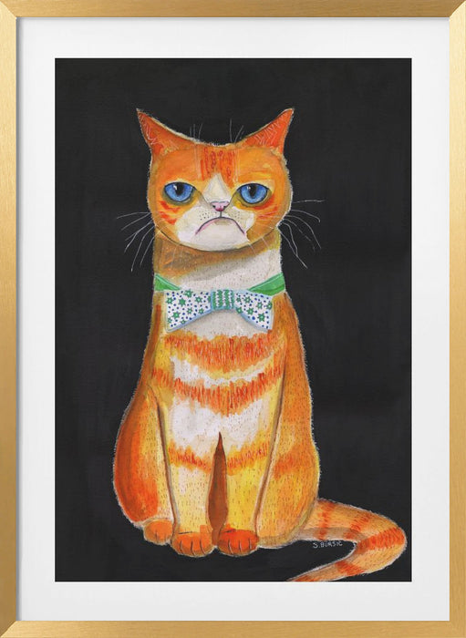 Sad Cat Framed Art Modern Wall Decor