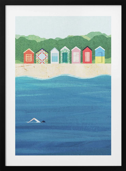 Beach Huts Framed Art Modern Wall Decor