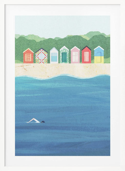 Beach Huts Framed Art Modern Wall Decor