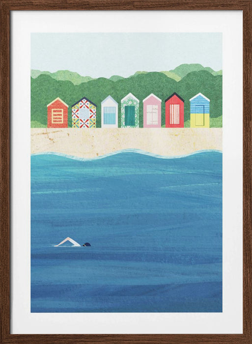 Beach Huts Framed Art Modern Wall Decor