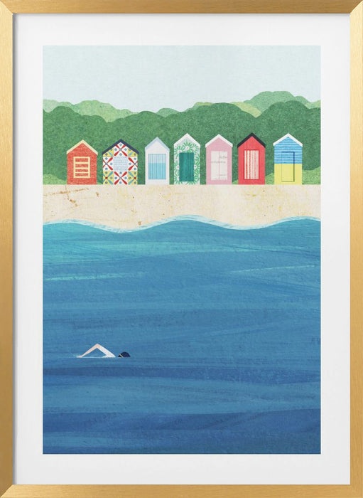 Beach Huts Framed Art Modern Wall Decor