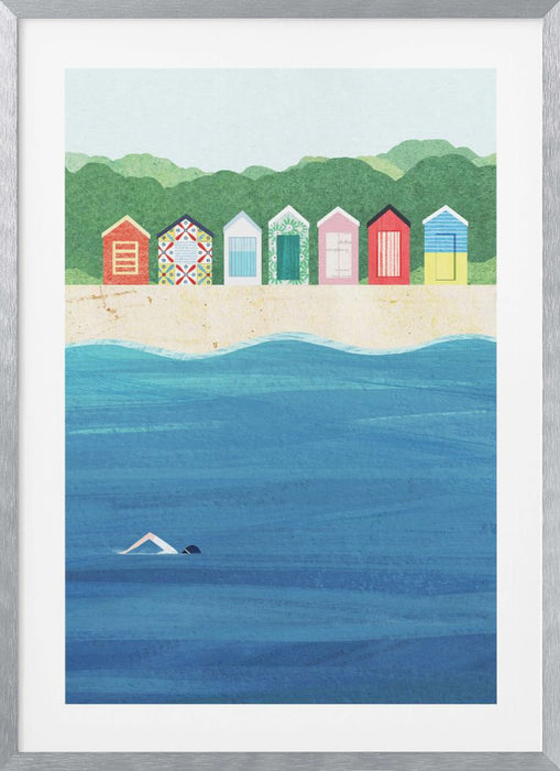 Beach Huts Framed Art Modern Wall Decor