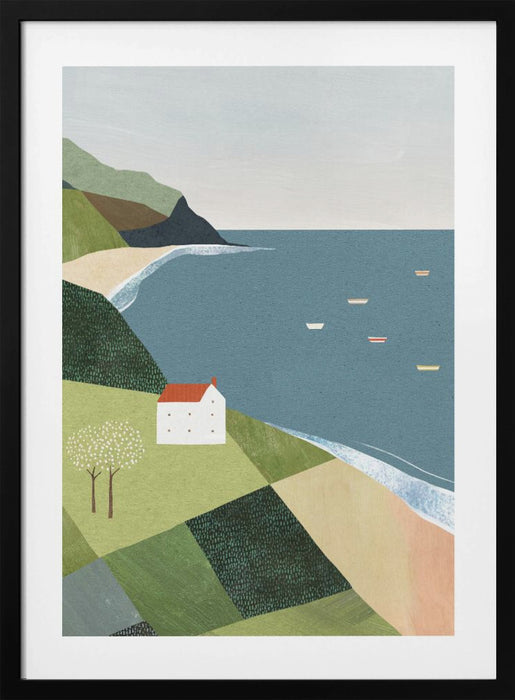 House on the Cliff Framed Art Modern Wall Decor