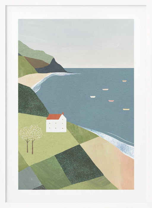 House on the Cliff Framed Art Modern Wall Decor