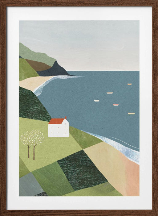 House on the Cliff Framed Art Modern Wall Decor