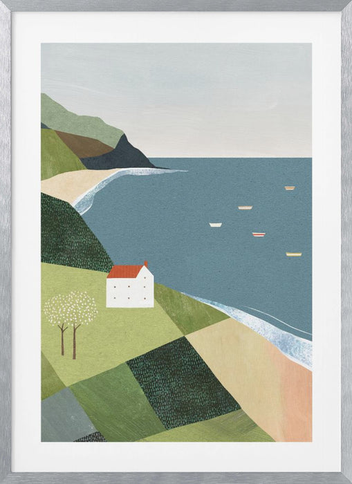 House on the Cliff Framed Art Modern Wall Decor