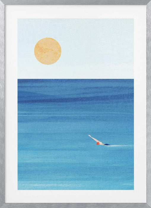 Sea Swim Framed Art Modern Wall Decor