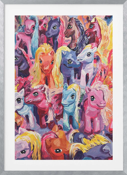 Ponies Framed Art Modern Wall Decor