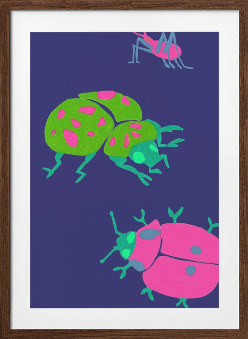 Midnight Ladybugs Framed Art Modern Wall Decor