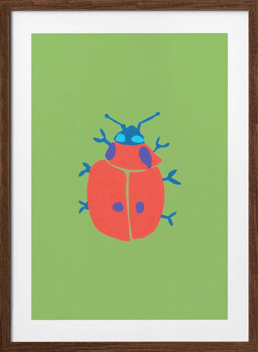 Bold Ladybug On The Grass Framed Art Modern Wall Decor