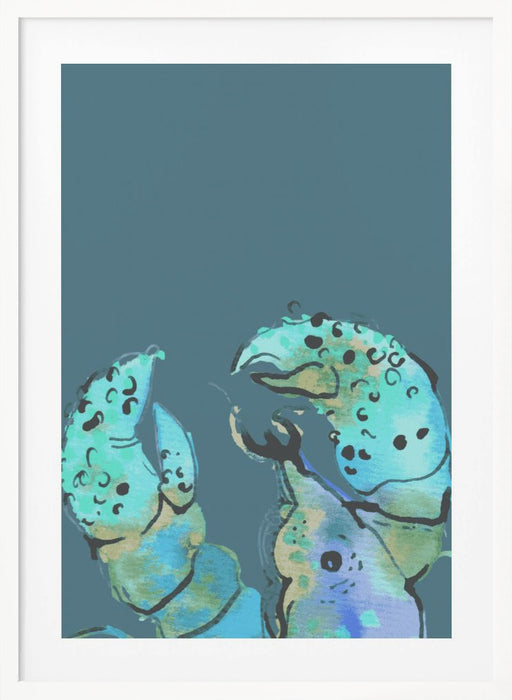 Azure Lobster On Dark Blue Framed Art Wall Decor