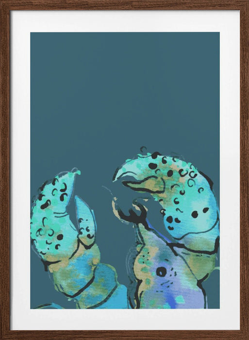 Azure Lobster On Dark Blue Framed Art Wall Decor