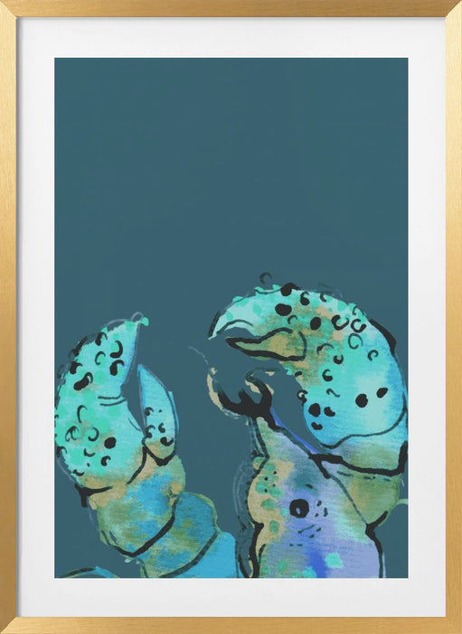 Azure Lobster On Dark Blue Framed Art Wall Decor