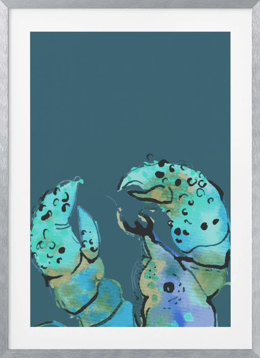 Azure Lobster On Dark Blue Framed Art Wall Decor