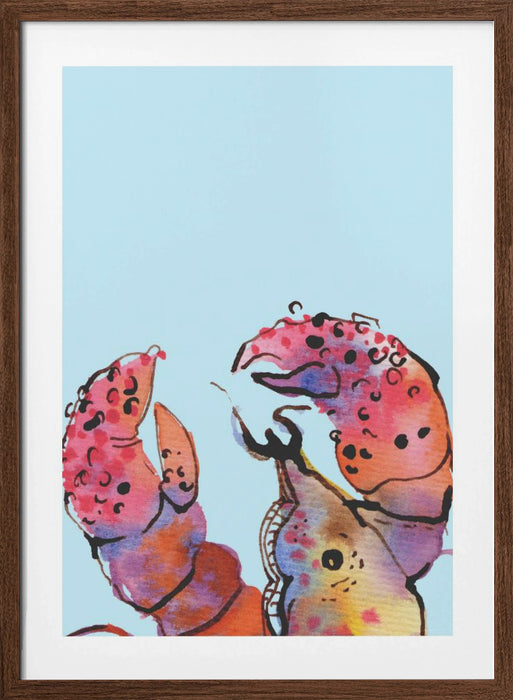 Lobster On Blue Framed Art Wall Decor