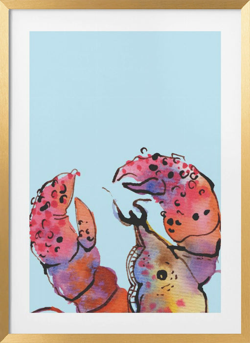 Lobster On Blue Framed Art Wall Decor