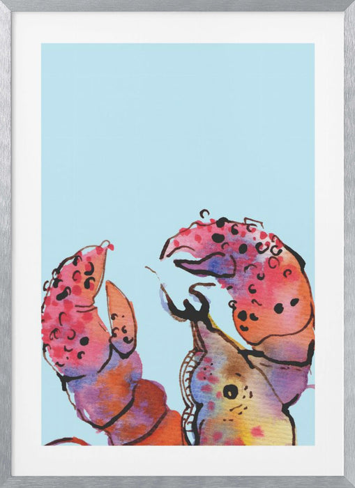 Lobster On Blue Framed Art Wall Decor