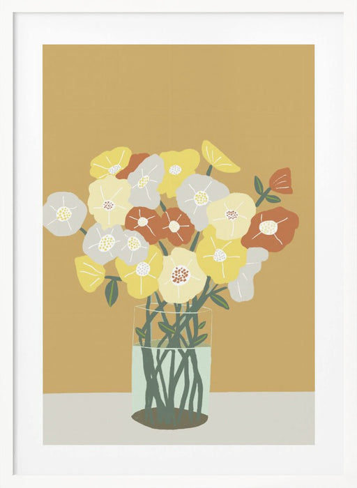 Vase of Flowers Framed Art Modern Wall Decor