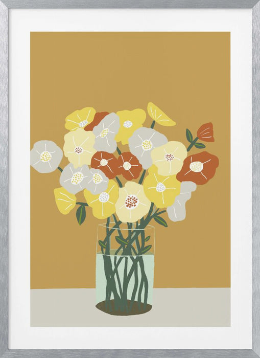 Vase of Flowers Framed Art Modern Wall Decor