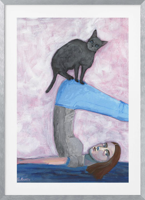 Yoga with my Cat Framed Art Wall Decor