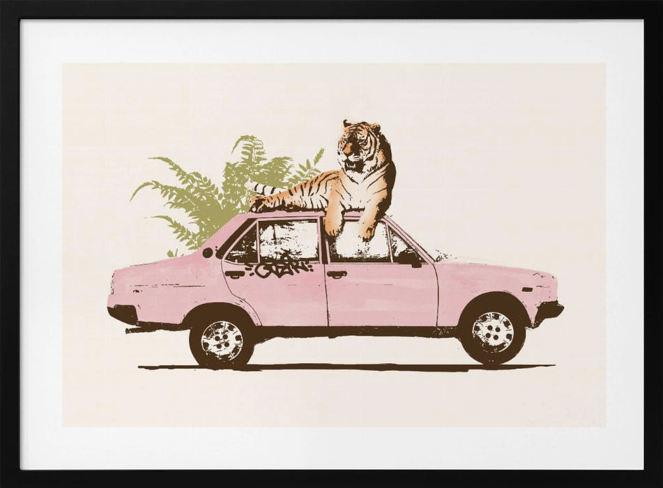 Framed Tiger Landscape Art Print - Perfect for Car Lovers