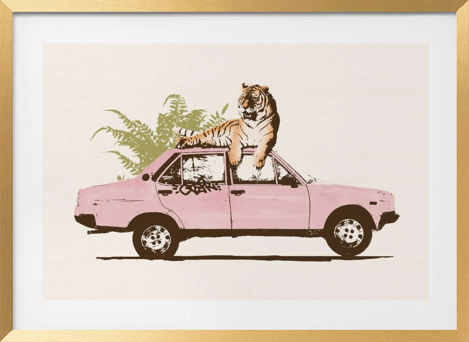 Framed Tiger Landscape Art Print - Perfect for Car Lovers