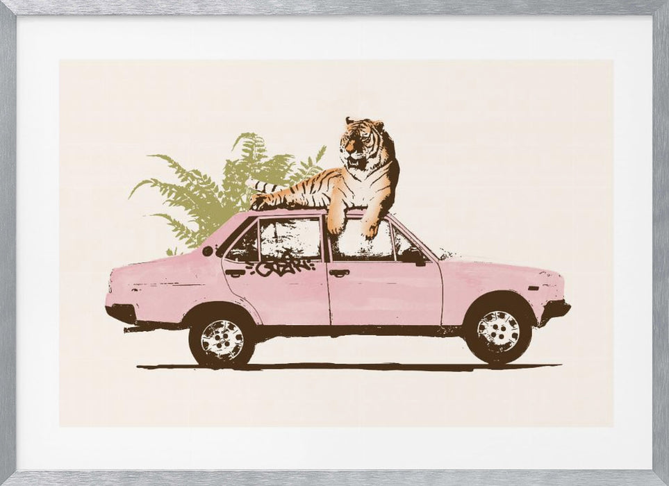 Framed Tiger Landscape Art Print - Perfect for Car Lovers