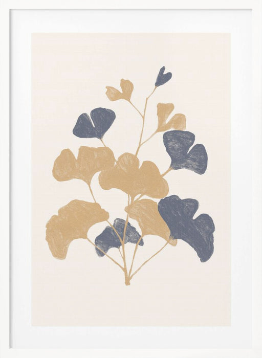 Golden Ginko Framed Art Wall Decor