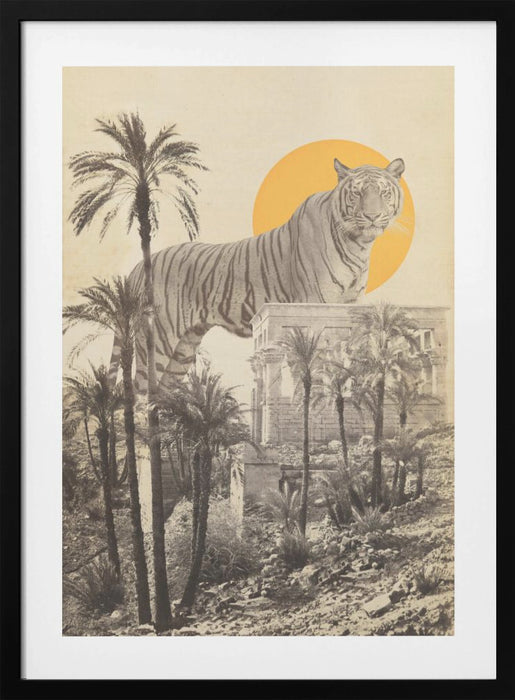 Giant Tiger In Ruins Framed Art Modern Wall Decor