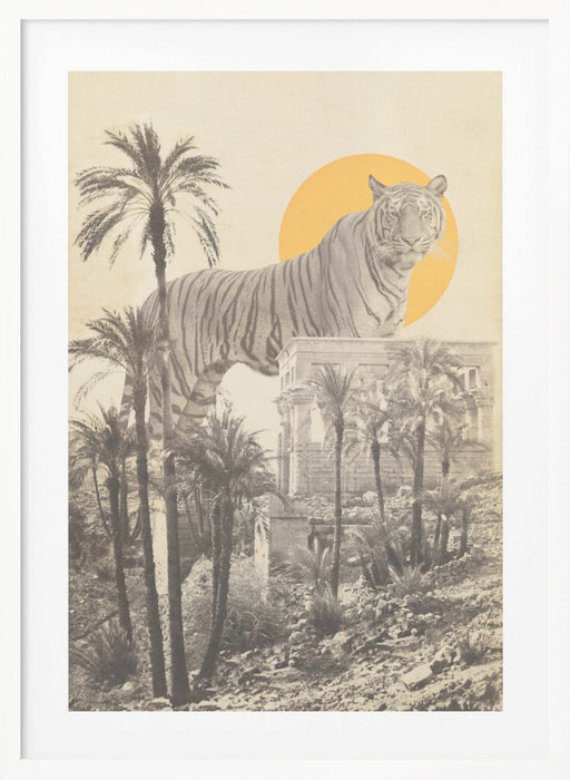 Giant Tiger In Ruins Framed Art Modern Wall Decor