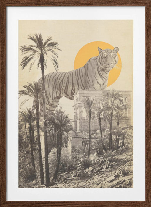 Giant Tiger In Ruins Framed Art Modern Wall Decor