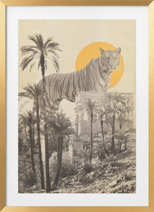 Giant Tiger In Ruins Framed Art Modern Wall Decor