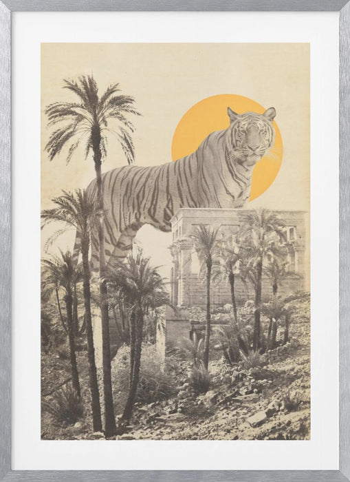 Giant Tiger In Ruins Framed Art Modern Wall Decor