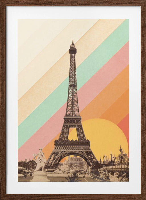 Eiffel Tower Rainbow Framed Art Modern Wall Decor