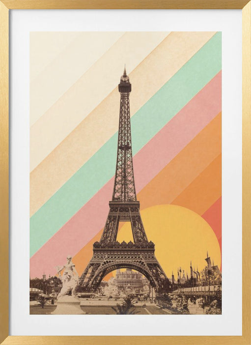 Eiffel Tower Rainbow Framed Art Modern Wall Decor